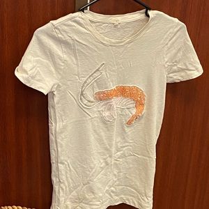 Beaded shrimp design women’s J. Crew t-shirt